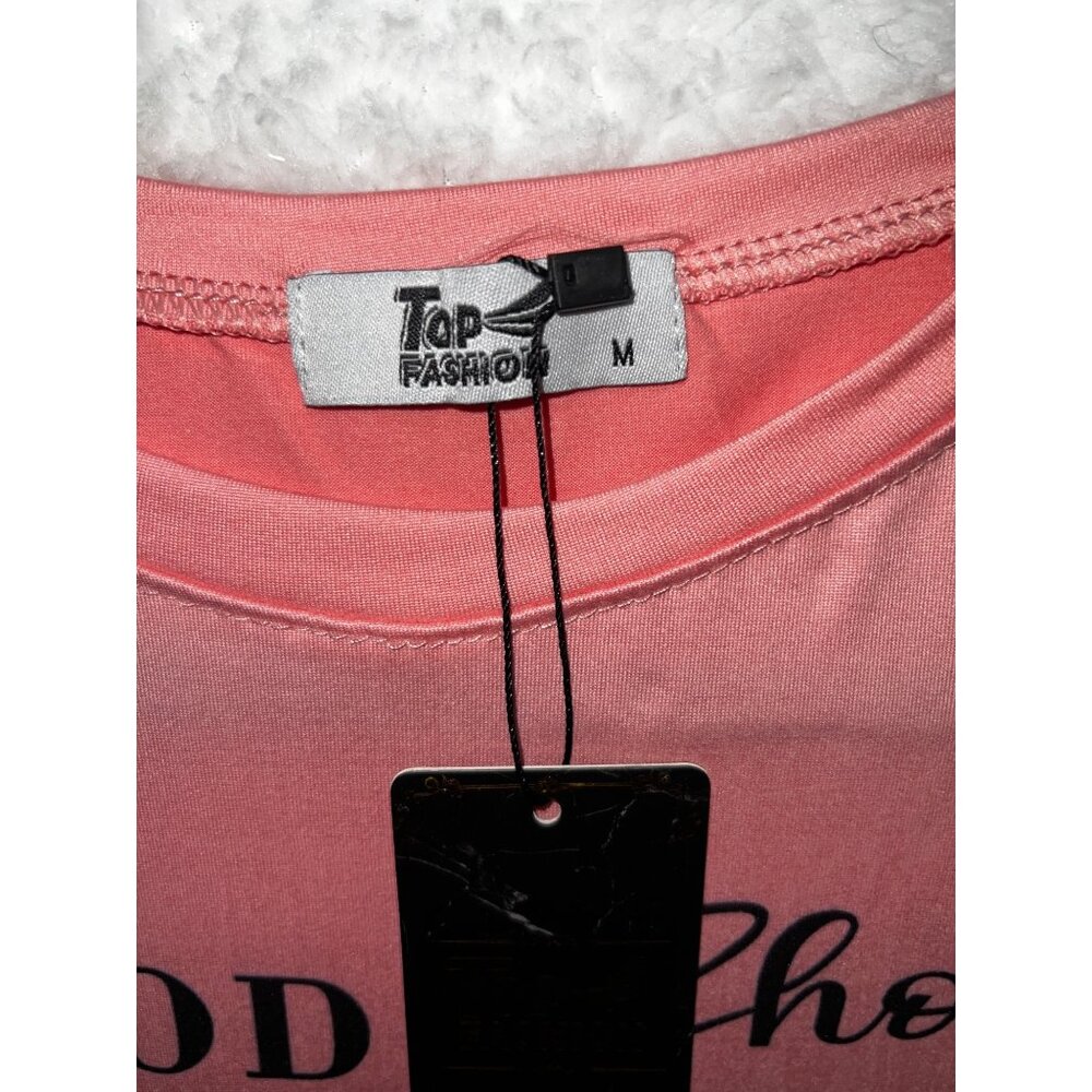 Misses Medium “Good Shoes Take You Good Places” Graphic Tee Pink Polyester Blend - Picture 3 of 7